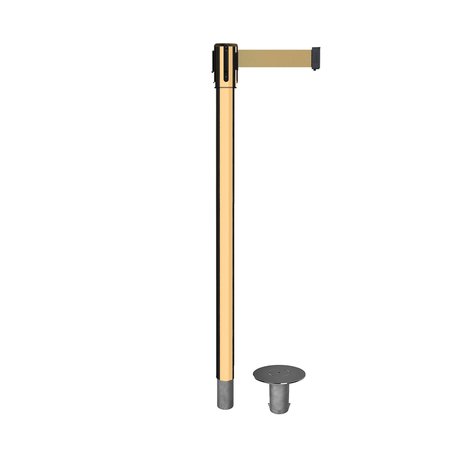 MONTOUR LINE Retractable Belt Removable Stanchion 2ft Pol.Brass Post  7.5ft Lt Brwn MX530R-PB-LBN-75